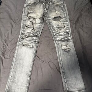Distressed Gray Men Jeans
